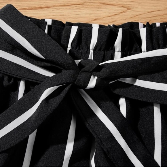 Essence Striped Cropped Top Cami & Belted Paperbag Shorts Set - Picture 3 of 4